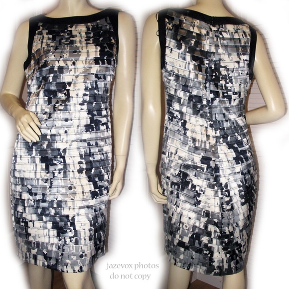 NEW Sandra Darren Womens Sleeveless Sheath Dress Size 10 Black-and-White Tiered - Picture 1 of 8